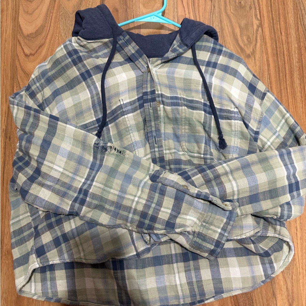 american eagle flannel hoodie size XL